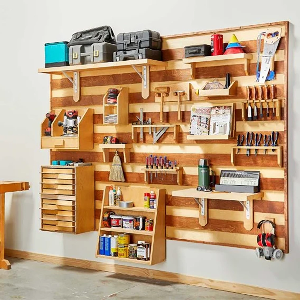 French cleat wall storage for tools