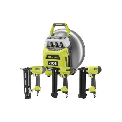 Ryobi 6 Gallon Vertical Pancake Compressor & 3 Nailers YG63CK