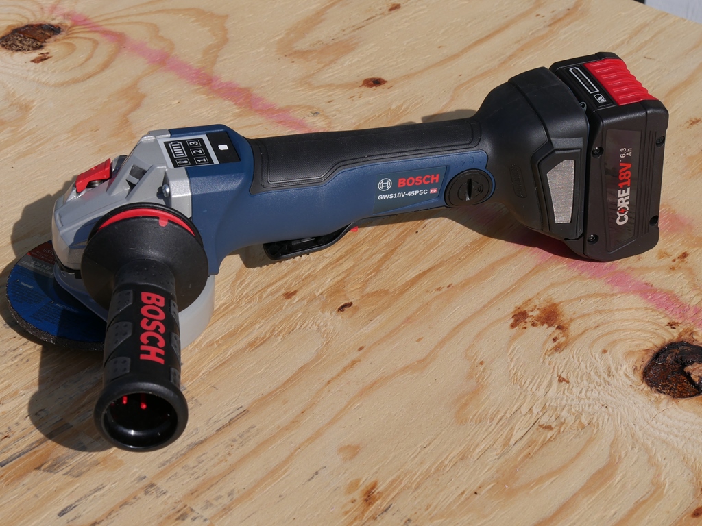 Angle Grinder Kit with No Lock-On Paddle Switch and CORE18V Battery Bosch GWS18V-45PSCB14 18V EC Brushless Connected 4-1/2 In 