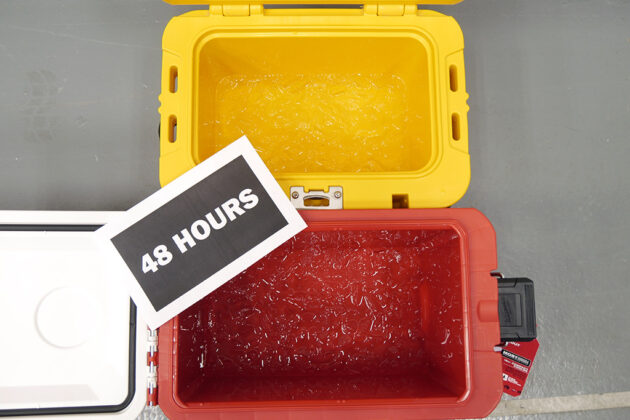 How much ice is left in a cooler after 48 hours