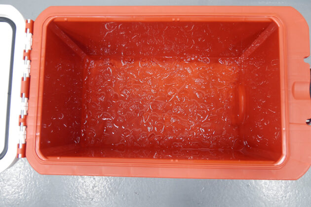 How much ice is left in a cooler after 48 hours