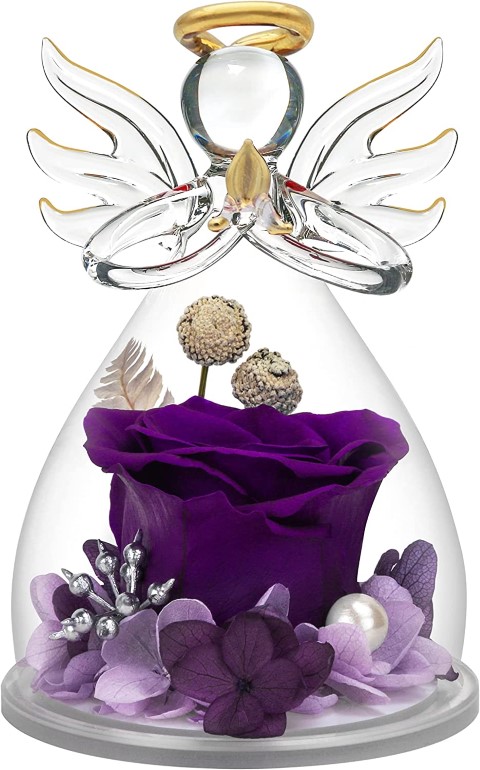 2023 Mother's Day Gift Guide glass angel and preserved rose 