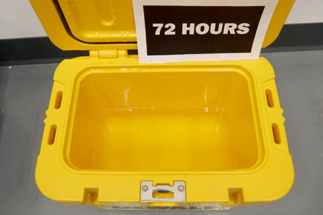 How much ice is left in a DeWALT Lunchbox Cooler after 72 hours.