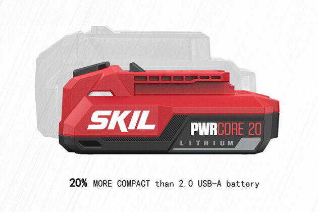SKIL 20V USB-C Battery 20% smaller than previous SKIL 20V USB-A Battery