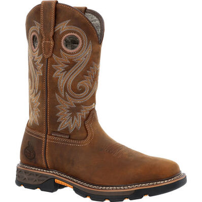 GEORGIA BOOT CARBO-TEC FLX ALLOY TOE WATERPROOF PULL-ON Men's WORK BOOT in "crazy horse"