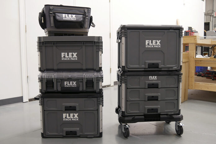 New FLEX tool boxes, tool, bag and rolling dolly tray.