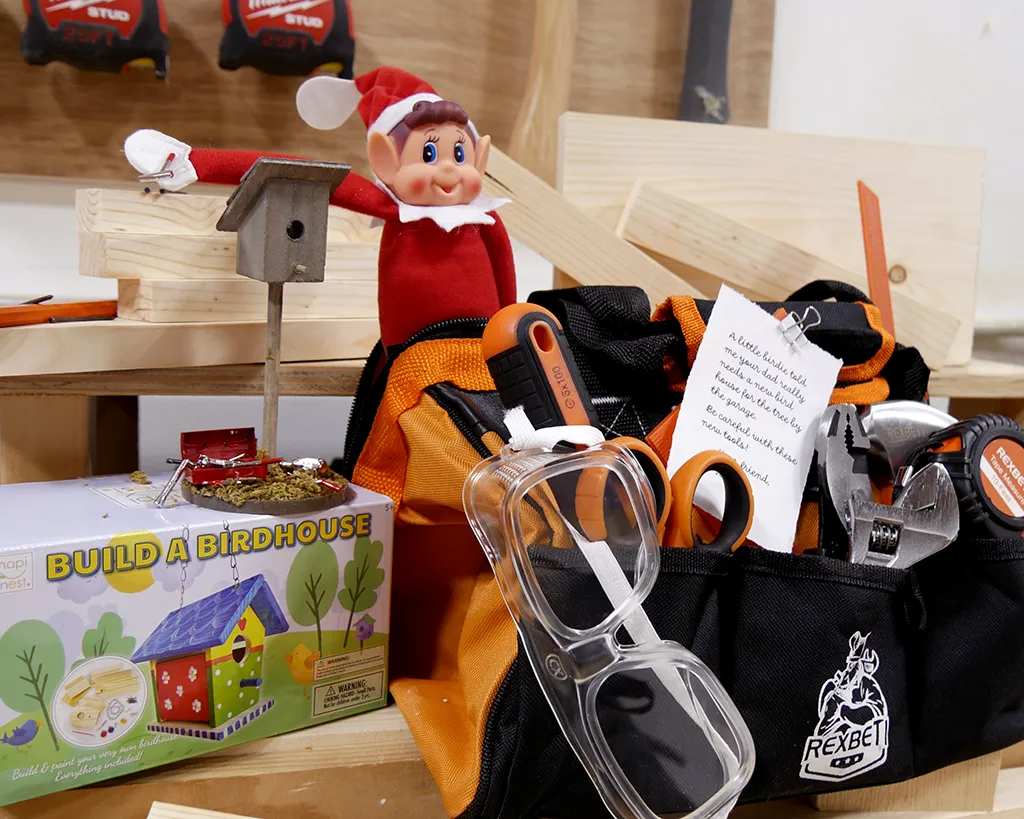 Elf on the Shelf Activities - build a birdhouse