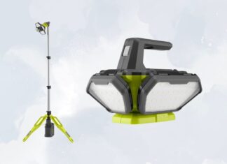 RYOBI TriPOWER Tripod with Outdoor and Camping Lights