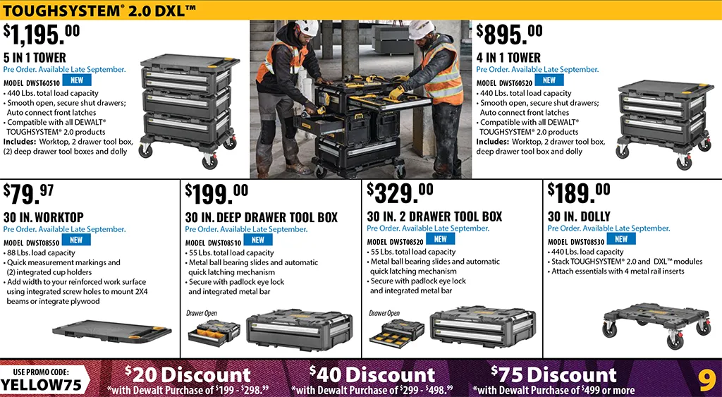 Acme Tools Fall Flyer - DEWALT deals and ToughSystem 2.0 DXL release info