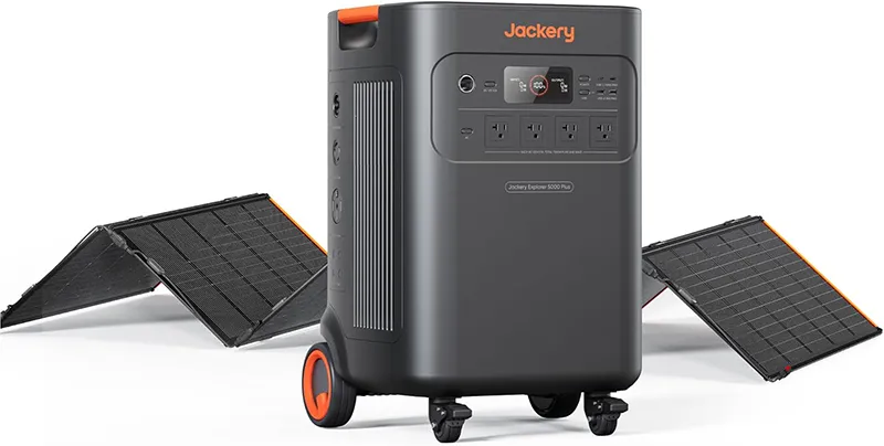 2025 Home Trends: Jackery Solar Generator 5000. Comes with two rechargeable solar panels