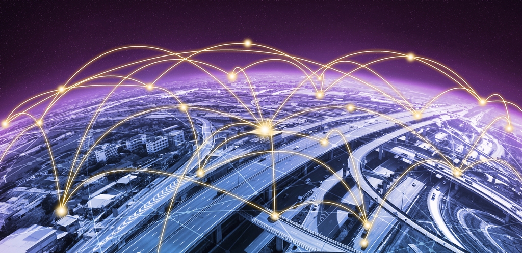 Modern creative telecommunication and internet network connect in smart city. Infrastructure