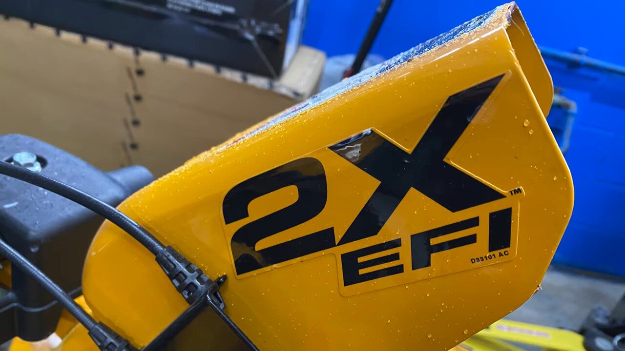 2X EFI badge on the Cub Cadet snow blower