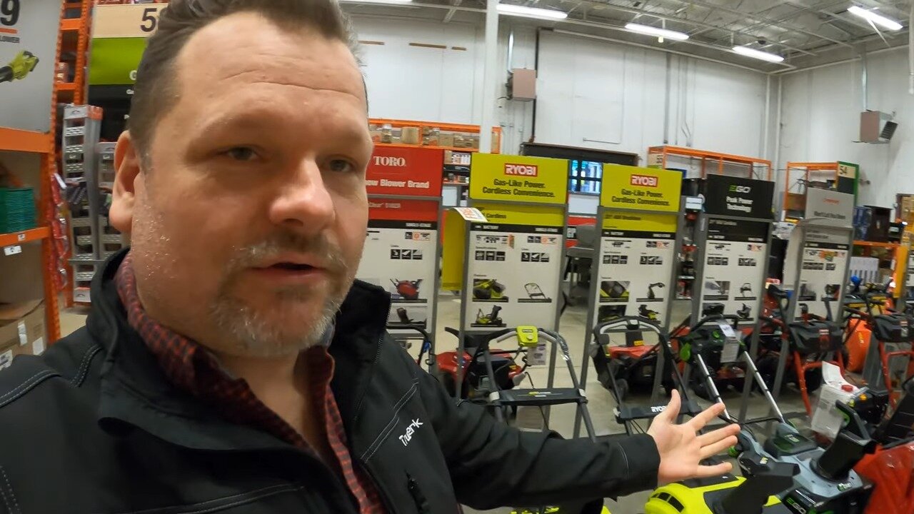 Host in the snow blower aisle at Home Depot