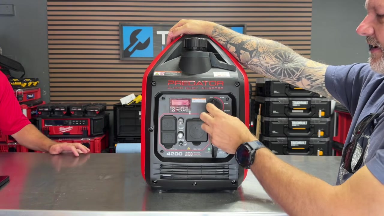 Starting the Predator 4200 inverter generator with the dial and recoil pull start