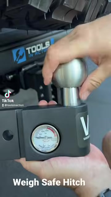 Weigh Safe hitch with a built-in tongue weight gauge and stainless tow ball