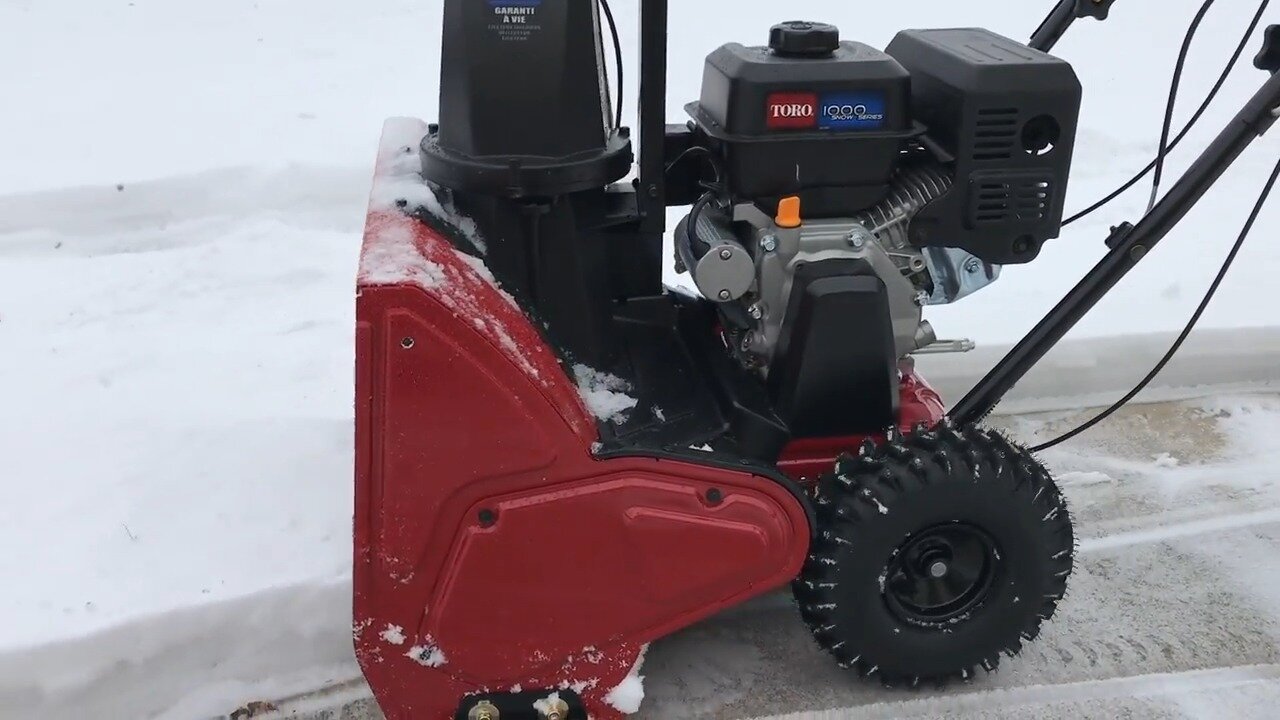 Close-up of the Toro 724 QXE single stage snowblower