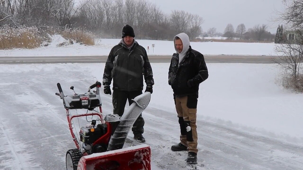 Troy Bilt snow thrower with flat-free tires