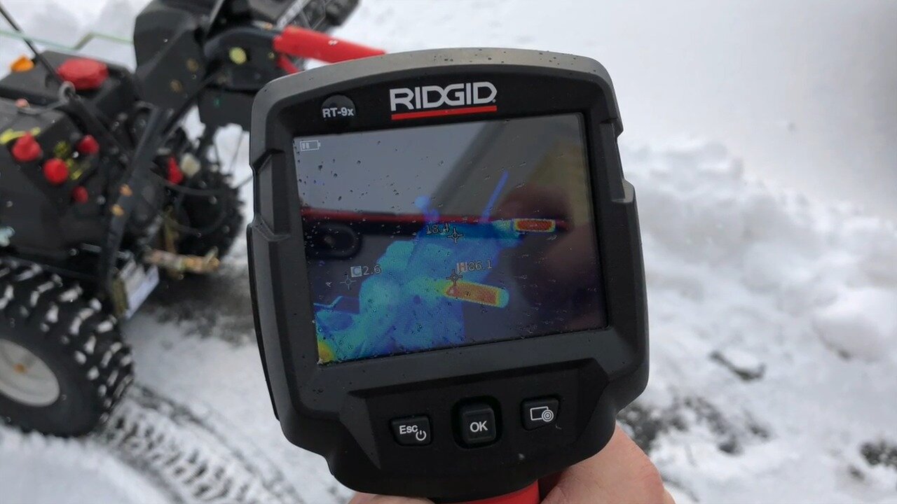 Thermal camera showing the heated grips on the Troy Bilt Storm Tracker 2690 XP