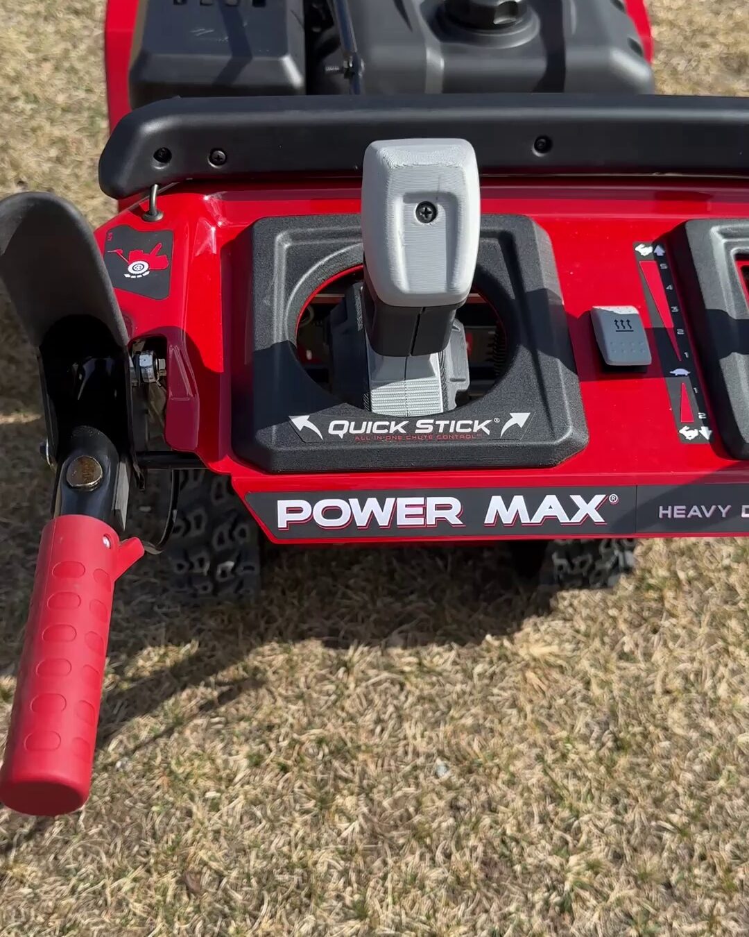 Quick Stick chute control on the new steel Power Max dash of the Toro Power Max HD