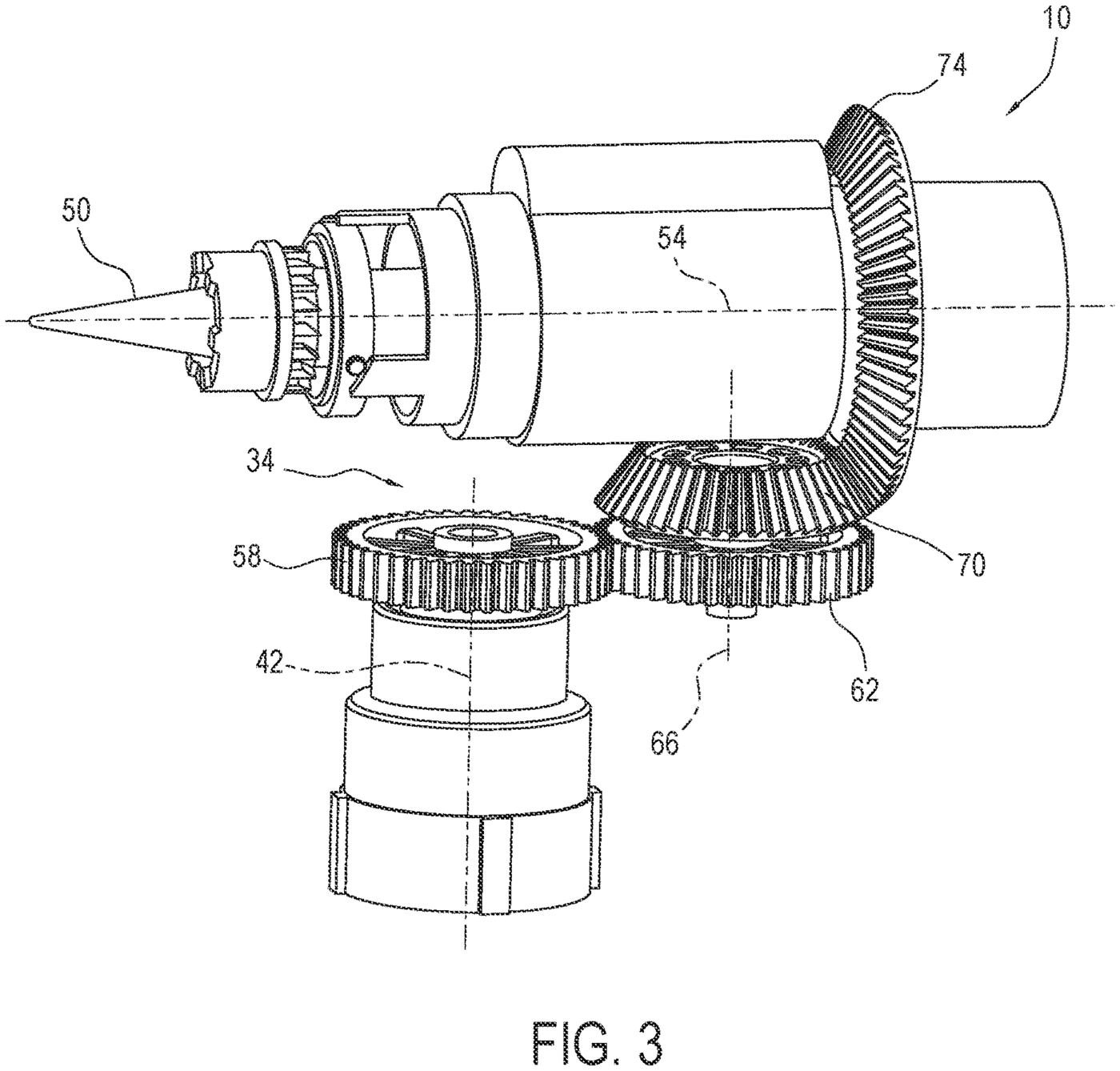 Patent drawing of a PEX expansion tool from U.S. Patent No. 12,766,585, drawing sheet 3 (FIG. 3)